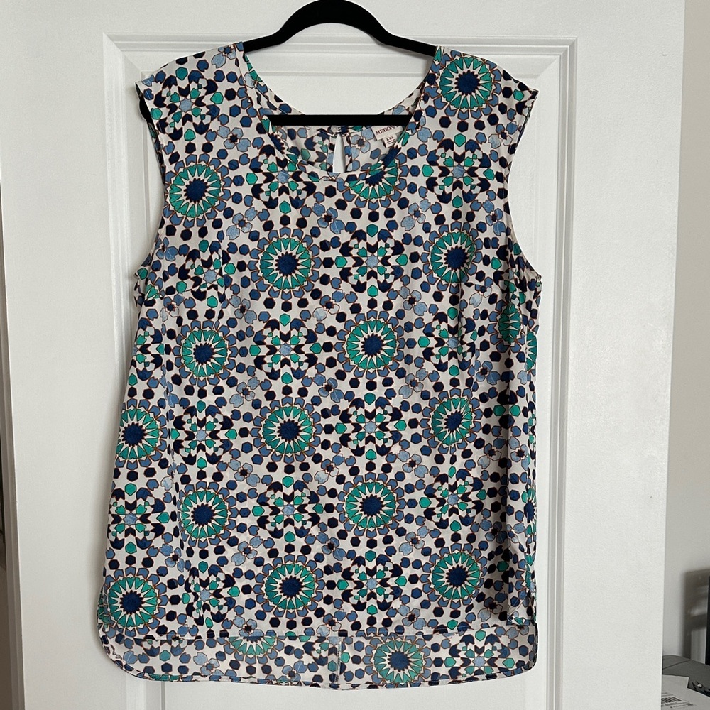 Merona Sleeveless Mosaic Print Camisole in Teal and Navy